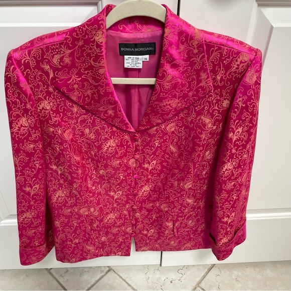 Donna Morgan Vintage Silk Blend Floral Print Fully Lined Jacket Skirt Set Suit - Picture 3 of 16